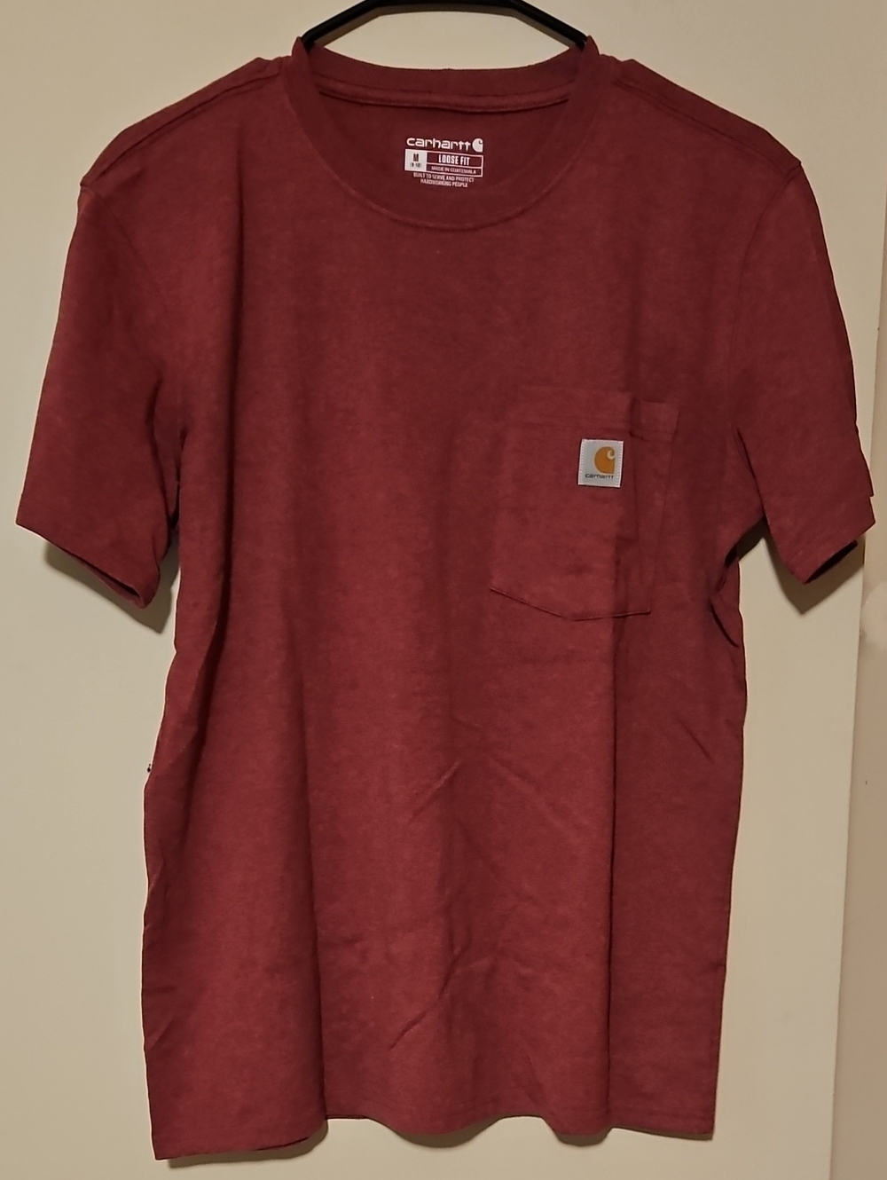 Carhartt Women's Short Sleeve Pocket Tee in Wine Red